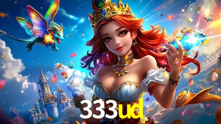 A princesa de um reino de fantasia mágico, com seu pequeno dragão, apresentando um mundo de prêmios encantados nos jogos de caça-níqueis do cassino 333ud.